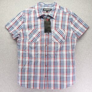 Wolverine‎ Shirt Top Womens Large Casual Pocket Button Up Plaid Short Sleeve NWT
